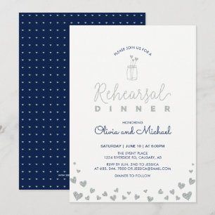 Silver & Navy   Hearts Rehearsal Dinner Invitation