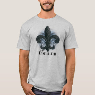 silver/navy "iron fleur de lis" GROOM SHIRT
