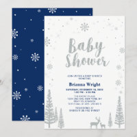 Silver & Navy Winter Wonderland Boy Baby Shower