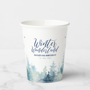 Silver &  Navy Winter Wonderland Kids Birthday  Paper Cups