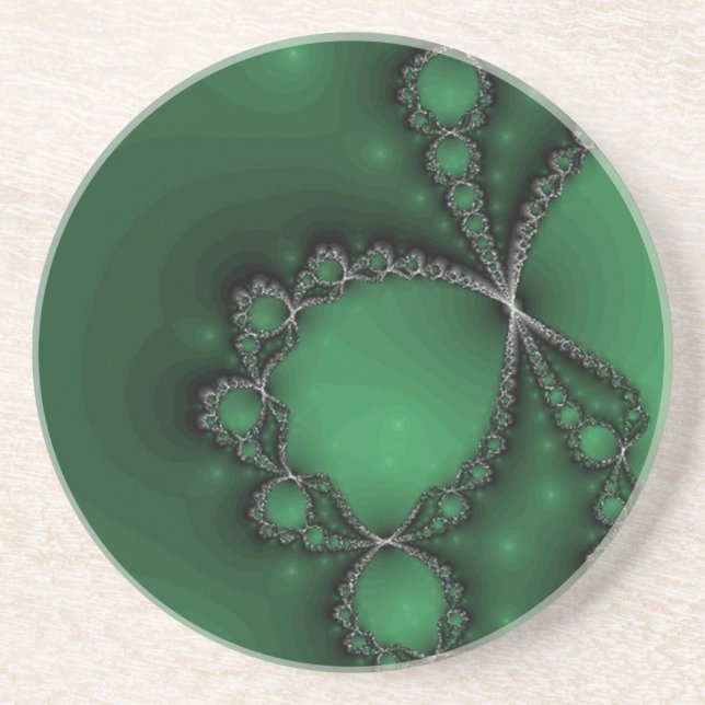 Silver Necklace on Green Coaster (Front)