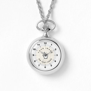 Silver Necklace Watch - Custom (add image/text)