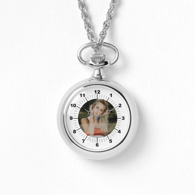 Silver Necklace Watch - Personalised  (Front)