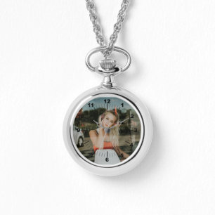 Silver Necklace Watch - Personalised