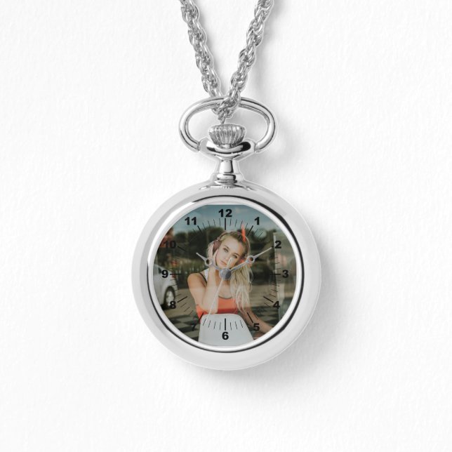 Silver Necklace Watch - Personalised  (Front)
