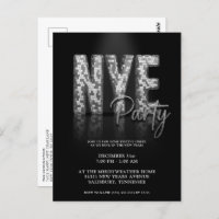 Silver New Years Eve Disco Party Invitation