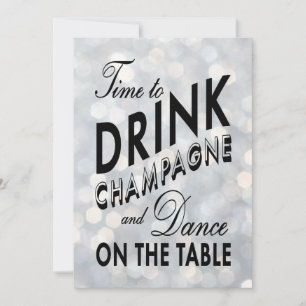 Silver New Year's Time to Drink Champagne Invite