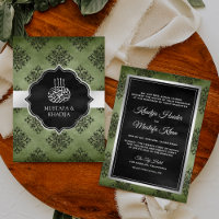 Silver Olive Green Black Damask Muslim Wedding