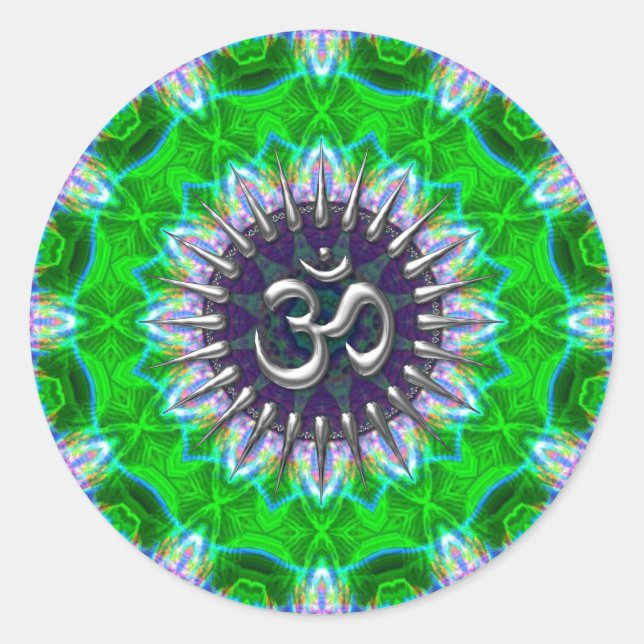Silver OM on Green+Purple'delica Art Sticker (Front)