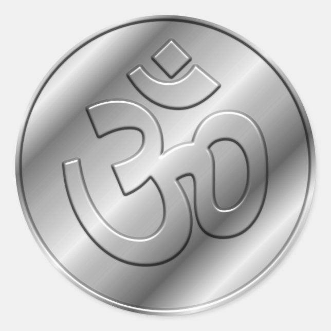 Silver Om Sign Classic Round Sticker (Front)