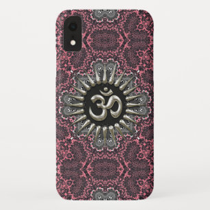 Silver Om Vintage Pink Damask iPhone 3 Cover
