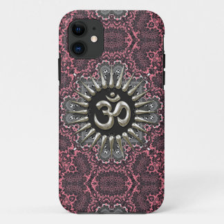Silver Om Vintage Pink Damask  iPhone 5 Case-Mate iPhone Case