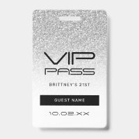 Silver Ombre Glitter Glam VIP Pass 21st Invitation