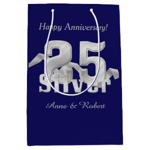 Silver on Blue 25th Anniversary Medium Gift Bag
