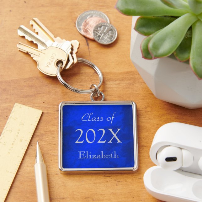 Silver on Blue Graduation Key Ring (Desk)