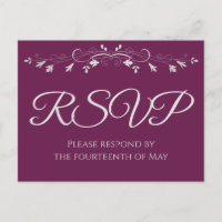 Silver on Cassis Purple Elegant Wedding RSVP