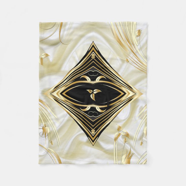Silver or Gold Abstract flowers on - Silk & Art Fleece Blanket (Front)