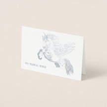 Silver or Gold Foil Card of Pegasus Horse