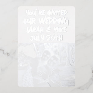 SILVER OR GOLD FOIL PHOTO WEDDING INVITATIONS