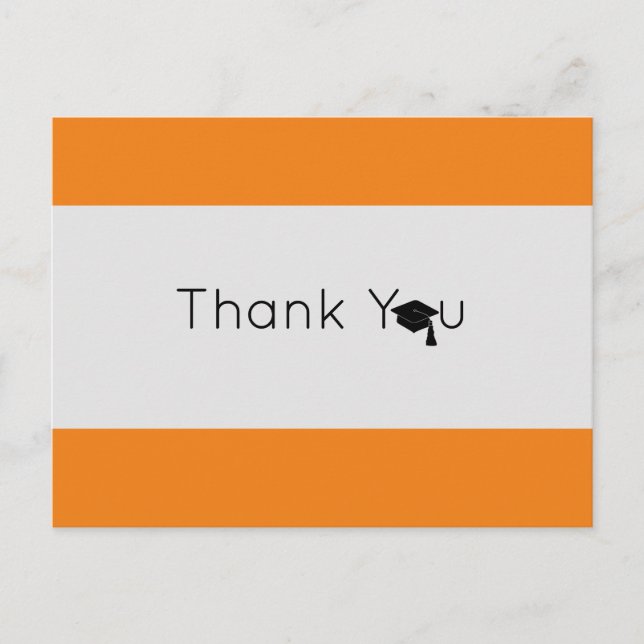 Silver Orange Bold Graduation Thank You Postcard (Front)