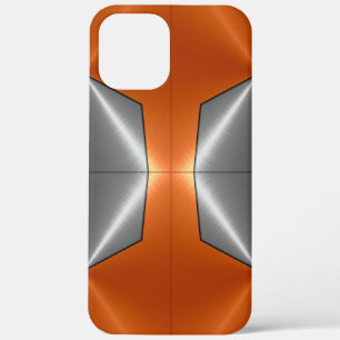 Silver Orange Shiny Stainless Steel Metal iPhone 12 Pro Max Case
