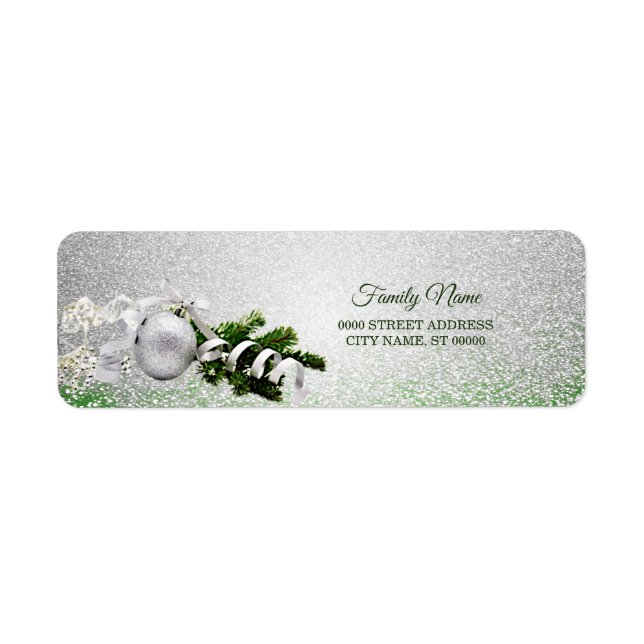 Silver Ornament White Ribbon Return Address (Front)