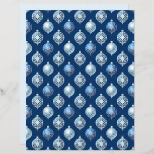 Silver Ornaments on Dark Blue Scrapbook Paper