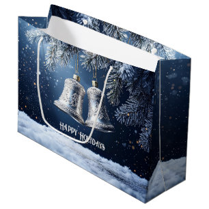 Silver Ornate Bells on Frosty Pines Gift Bag