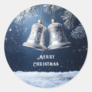Silver Ornate Bells on Frosty Pines Stickers