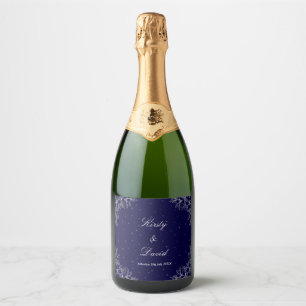 Silver Ornate Floral Sparkling Wine Label