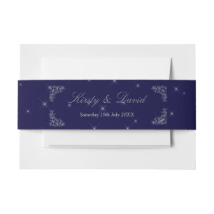 Silver Ornate Floral Wedding Invitation Belly Band