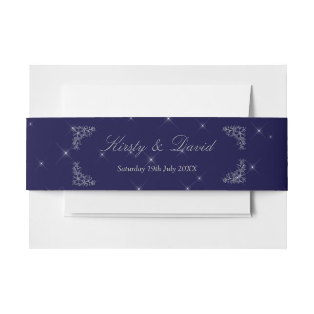 Silver Ornate Floral Wedding Invitation Belly Band (Front Example)