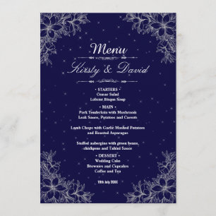 Silver Ornate Floral Wedding Menu