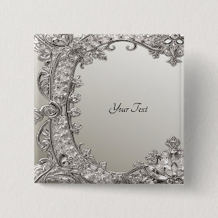 Silver Ornate Modern Button