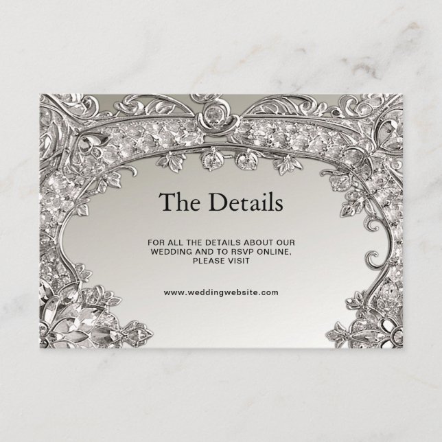 Silver Ornate Modern Detail Enclosure Card (Front)
