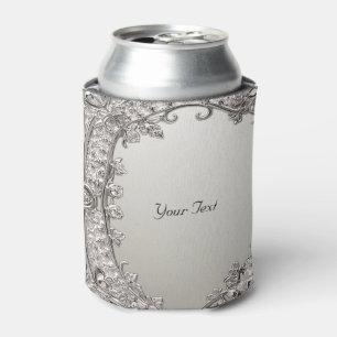 Silver Ornate Modern Favor Can Cooler