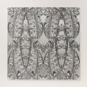 Silver Ornate Modern Jigsaw Puzzle