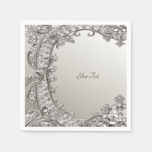 Silver Ornate Modern Napkins