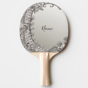 Silver Ornate Modern Ping Pong Paddle
