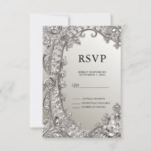 Silver Ornate Modern RSVP Card
