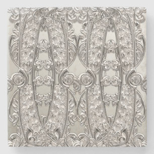 Silver Ornate Modern Stone Coaster