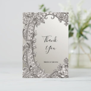 Silver Ornate Modern Thank You Card
