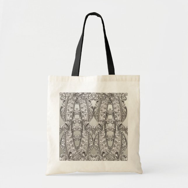 Silver Ornate Modern Tote Bag (Front)