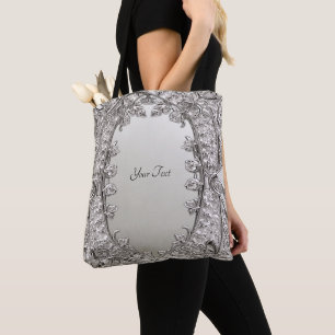 Silver Ornate Modern Tote Bag