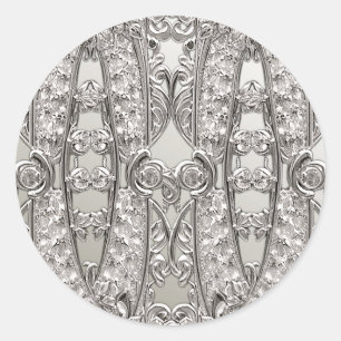 Silver Ornate Modern Wedding Sticker