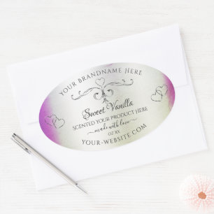 Silver Ornate Purple Shimmery Marble Product Label
