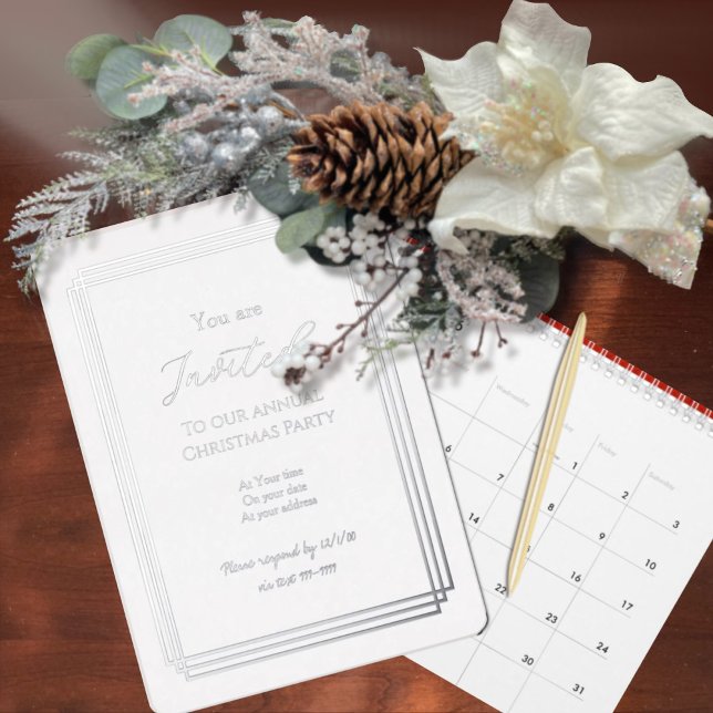 Silver Over White Holiday Foil Invitation Card (Creator Uploaded)