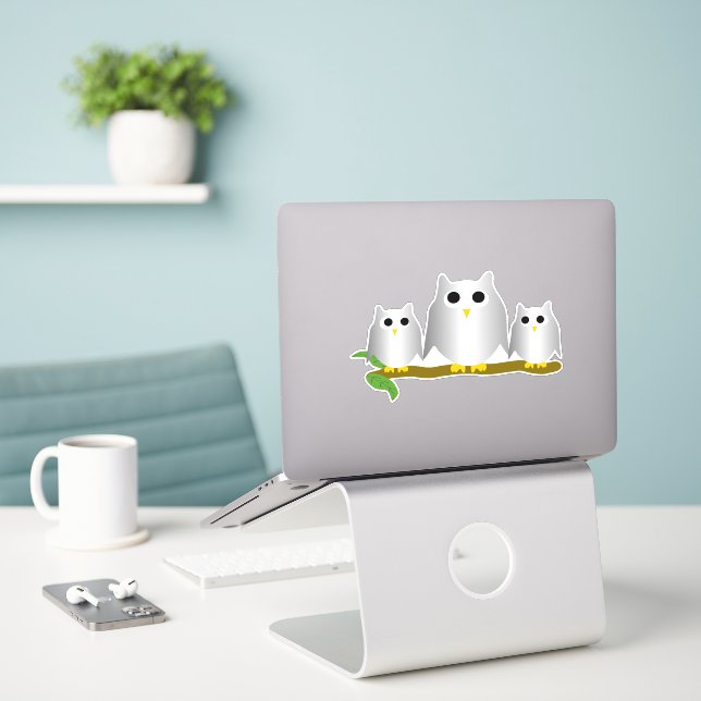 Silver Owls Design (Laptop On Desk)
