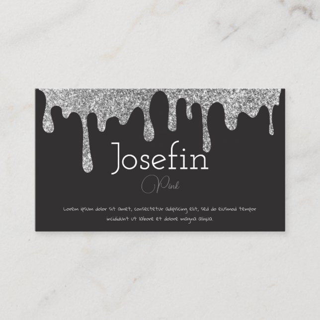 Silver Paint Dripping Melting Ink Splash Business Card (Front)