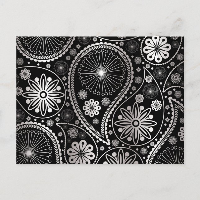 Silver paisley pattern postcard (Front)